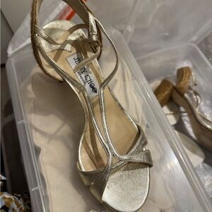 Jimmy Choo Shimmering Gold Strappy Sandals